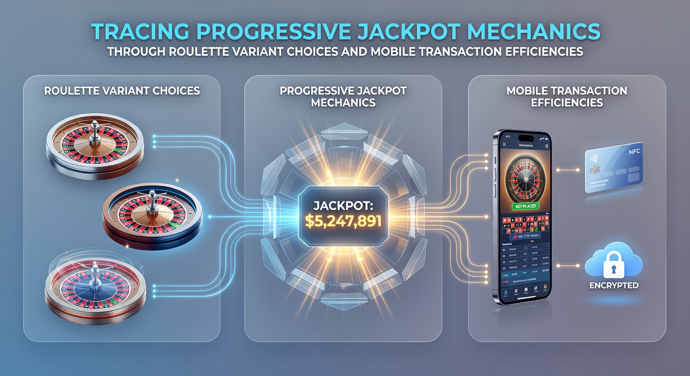Roulette wheel with progressive jackpot indicators on a mobile screen showing transaction flows